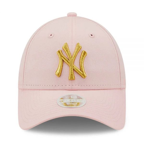 Καπέλο τζόκεϊ ροζ New York Yankees New Era 9Forty Women's Metallic Logo Pink / Gold