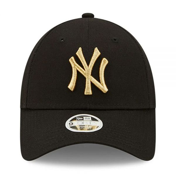 Summer Cotton Cap New York Yankees New Era 9Forty Women's Metallic Logo Black / Gold