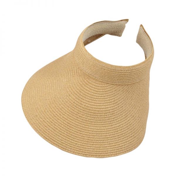 Straw Visor With Big Brim Beige