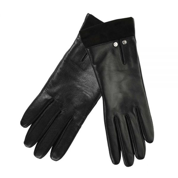 Γάντια δερμάτινα γυναικεία μαύρα  Guy Laroche Leather Gloves 98879