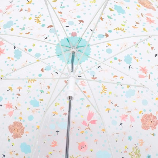 Ladies' Manual Transparent Stick Umbrella Djeco  Little Flowers