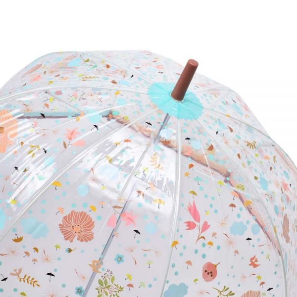 Ladies' Manual Transparent Stick Umbrella Djeco  Little Flowers