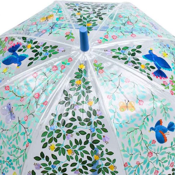 Ladies' Manual Transparent Stick Umbrella Djeco Wild Birds