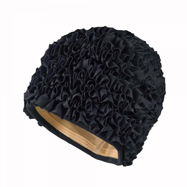 Σκουφάκι θάλασσας υφασμάτινο με βολάν μαύρο Ruffle Swimming Cap Black