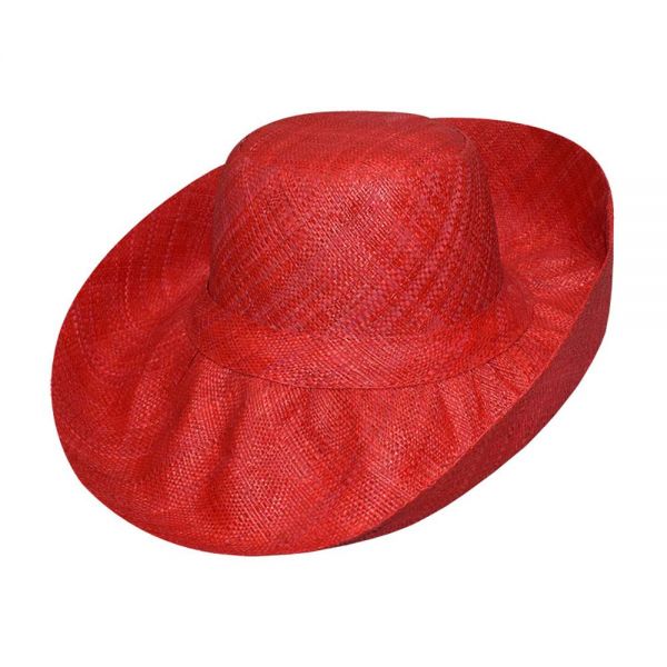 Women's Summer Straw Hat With Big Brim Red.
