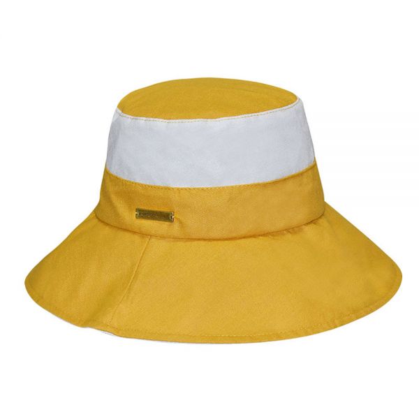 Women's Summer Fabric Bucket Hat With Wide Brim Yellow