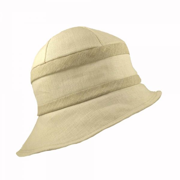 Καπέλο γυναικείο καλοκαιρινό λινό μπεζ / εκρού