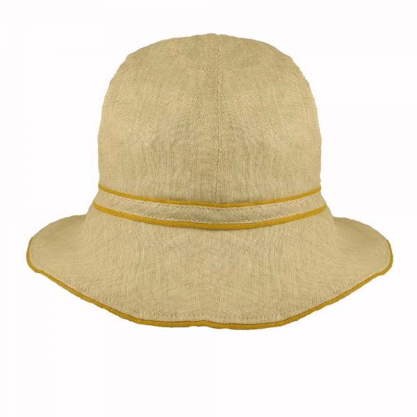 Ladies' Summer Linen Hat With Bow Beige / Yellow