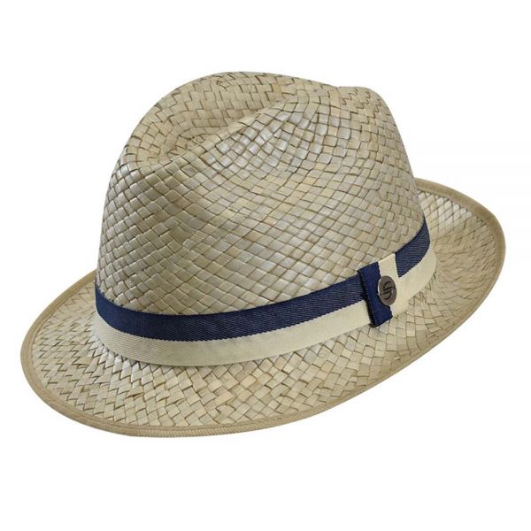 Καπέλο καβουράκι ψάθινο μπεζ καλοκαιρινό με ριγέ κορδέλα