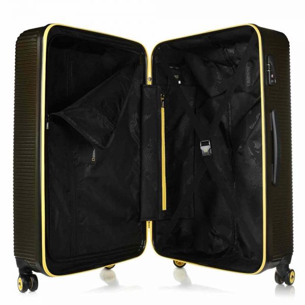 Large Hard Luggage 4 Wheels National Geographic Abroad L Black