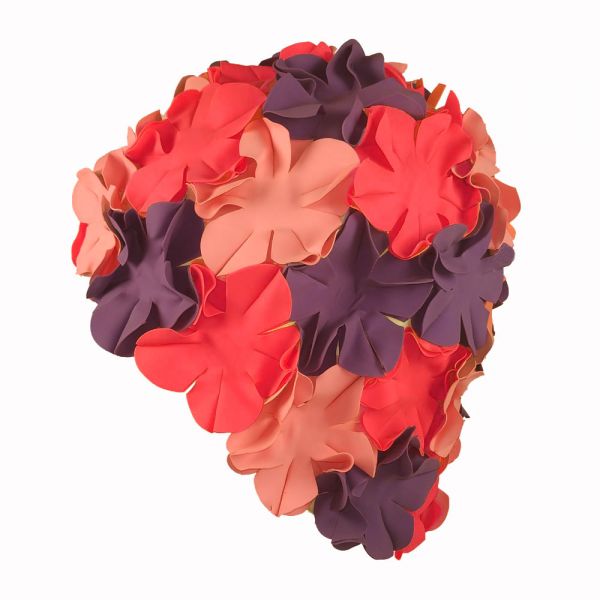 Swimming Cap With Flowers Red / Pink / Purple