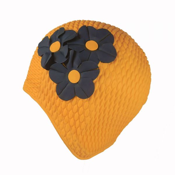 Women's Swimming Cap With Flower Bouquet Orange