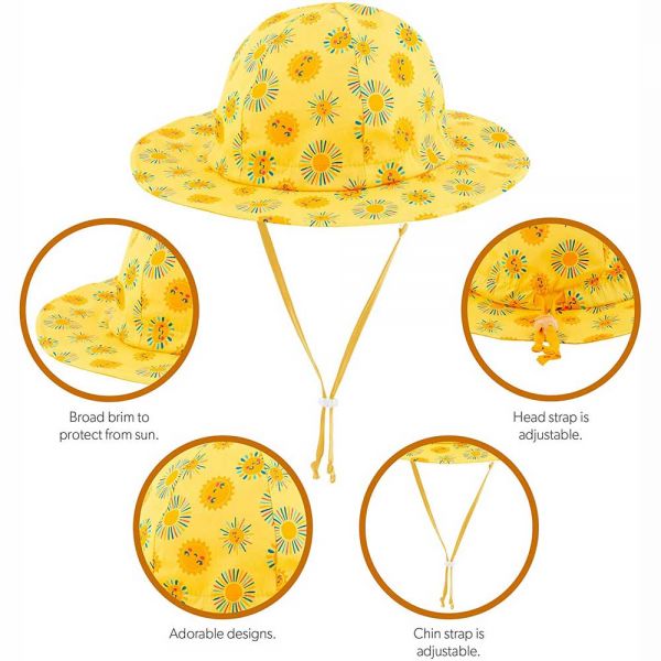 Summer Cotton Hat With UV Protection Sunshine Stephen Joseph Yellow