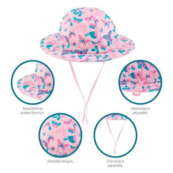 Καπέλο καλοκαιρινό βαμβακερό αντηλιακό ροζ πεταλούδες Stephen Joseph Hat Butterflies