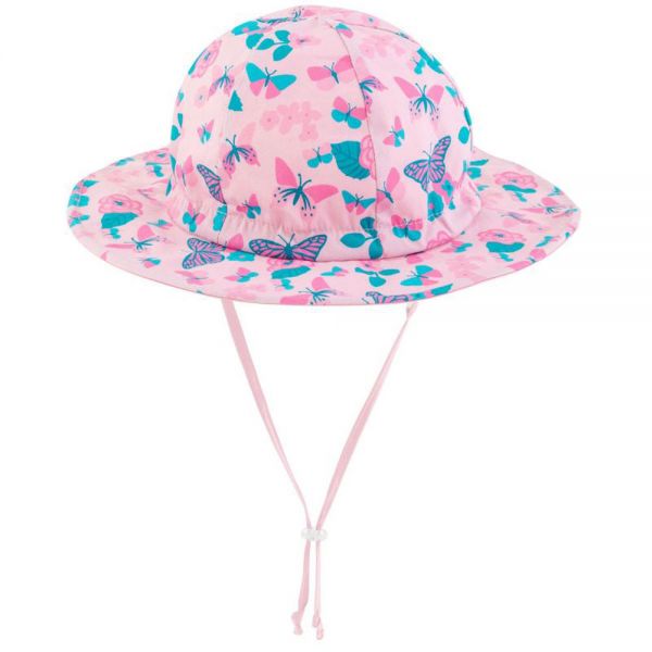 Summer Cotton Hat With UV Protection Butterflies Stephen Joseph Pink