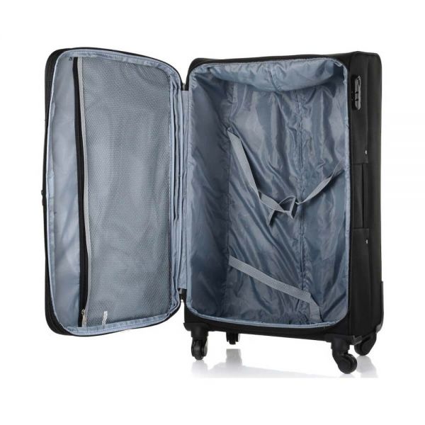 Large Soft Luggage 4 Wheels Diplomat Praga 77 x 45 x 29 cm Black