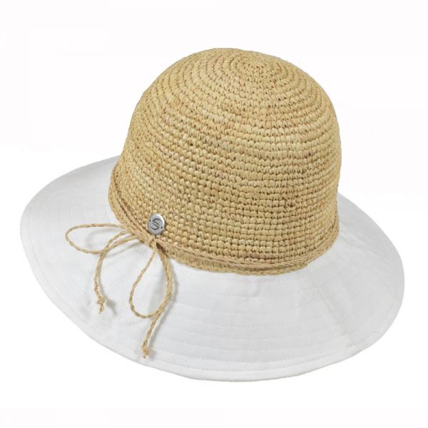 Καπέλο γυναικείο ψάθινο καλοκαιρινό με υφασμάτινο γείσο