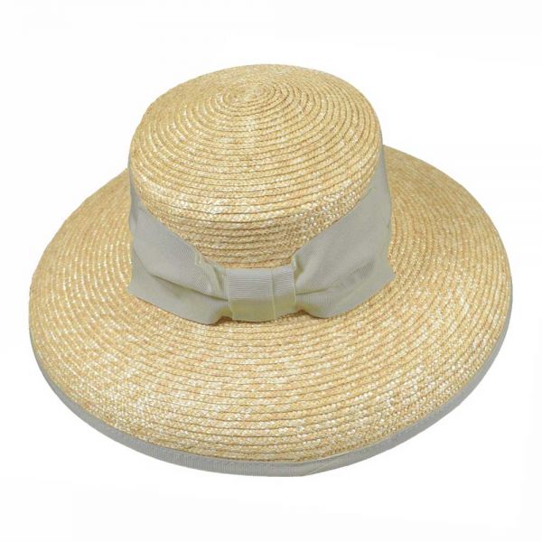 Καπέλο γυναικείο ψάθινο καλοκαιρινό με μπεζ φιόγκο