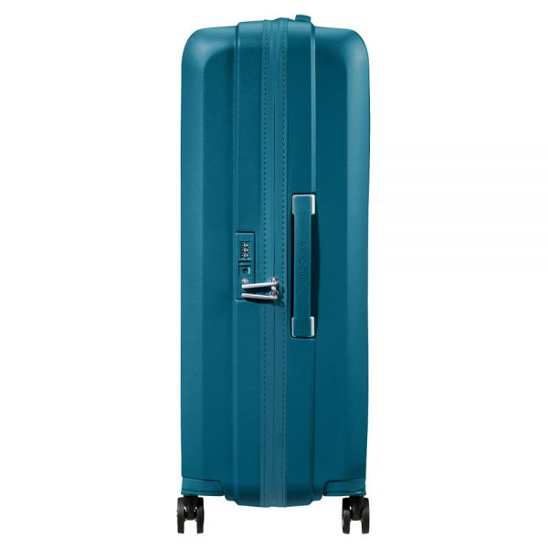 Large Hard Expandable Luggage 4 Wheels Samsonite HiFi Spinner 75 / 28 cm Petrol Blue