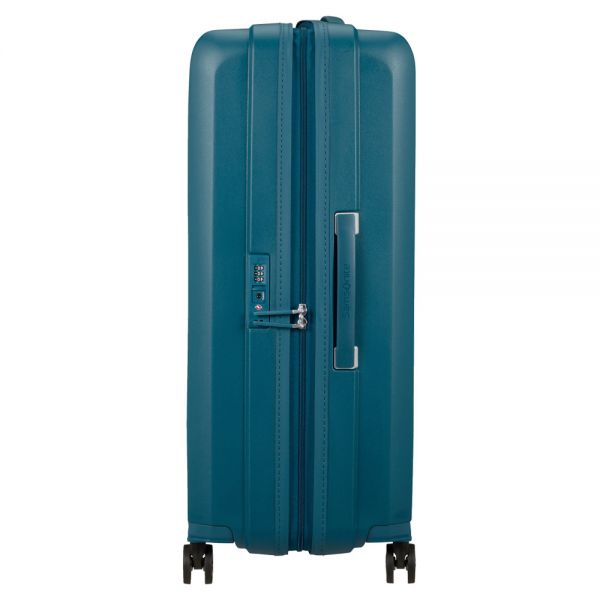 Large Hard Expandable Luggage 4 Wheels Samsonite HiFi Spinner 75 / 28 cm Petrol Blue