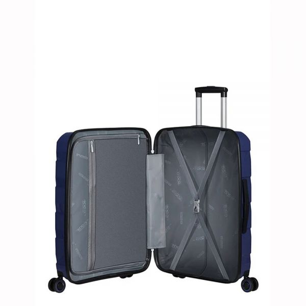 Βαλίτσα σκληρή μεσαία μπλε με 4 ρόδες American Tourister Air Move Luggage Spinner 66 cm Midnight Navy