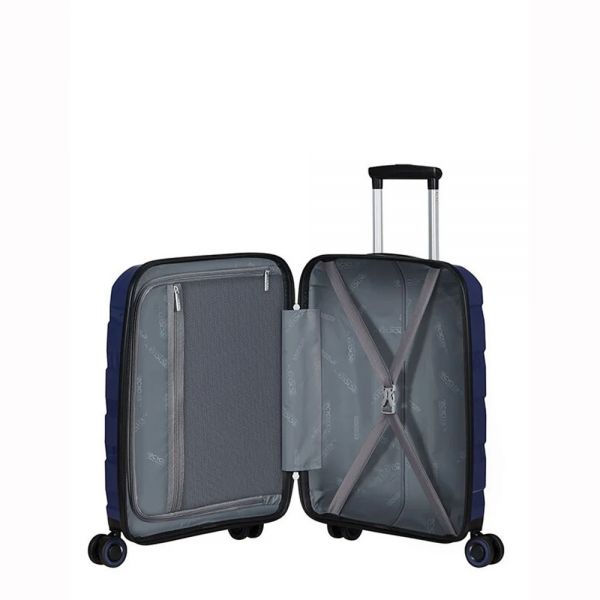 Βαλίτσα σκληρή μικρή μπλε με 4 ρόδες American Tourister Air Move Luggage Spinner 55 cm Midnight Navy