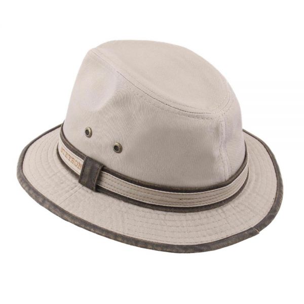 Καπέλο ανδρικό βαμβακερό εκρού Stetson Traveller Cotton