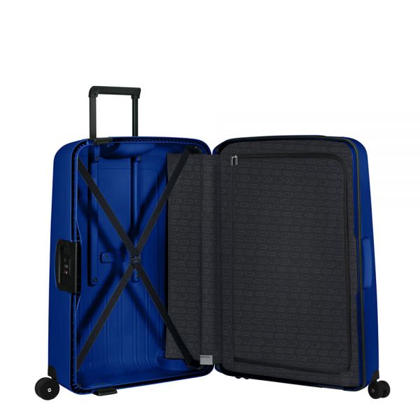 Large Hard Luggage 4 Wheels Samsonite S'Cure Spinner 74 cm Cool Blue - Black