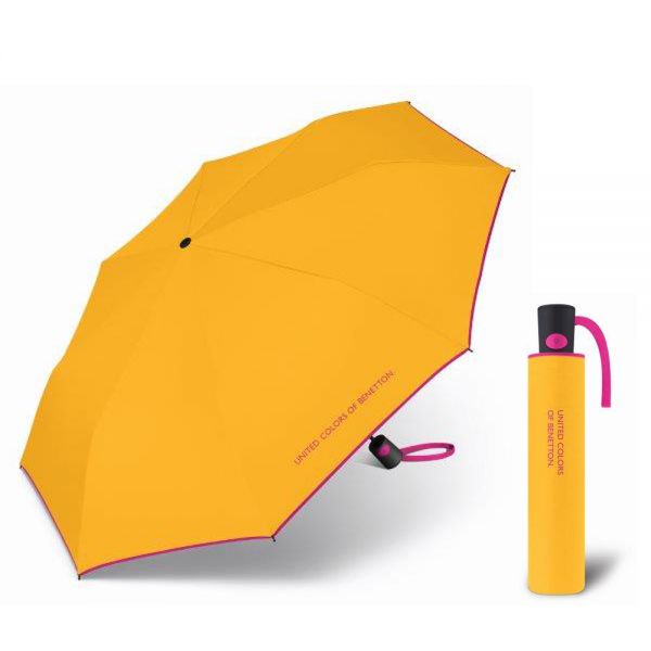 Ομπρέλα σπαστή αυτόματη πορτοκαλί με ρέλι United Colors Of Benetton Mini AC Folding Umbrella Iced Mango