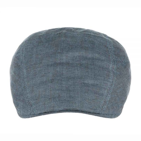 Summer Linen Flat Cap Stetson Herringbone Blue