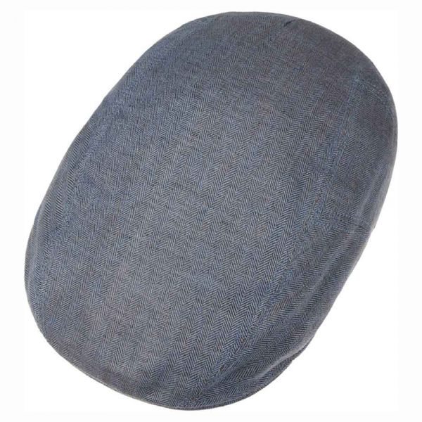 Summer Linen Flat Cap Stetson Herringbone Blue