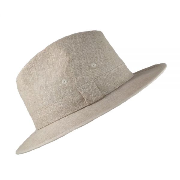 Καπέλο καλοκαιρινό fedora λινό crushable εκρού