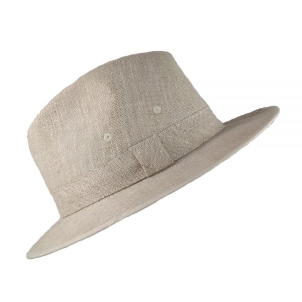 Summer Linen Hat Fedora Crushable Ecru