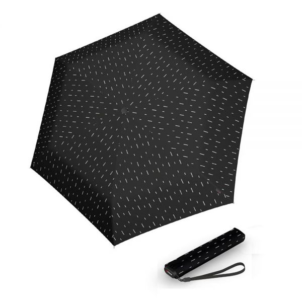 Ομπρέλα mini σπαστή μονόχρωμη μαύρη Knirps US.050 Ultra Light Slim Manual Folding Umbrella Rain Black