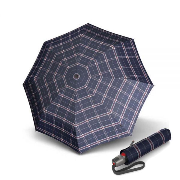 Automatic Open-Close Folding Umbrella Knirps T.200 Medium Duomatic Check Navy