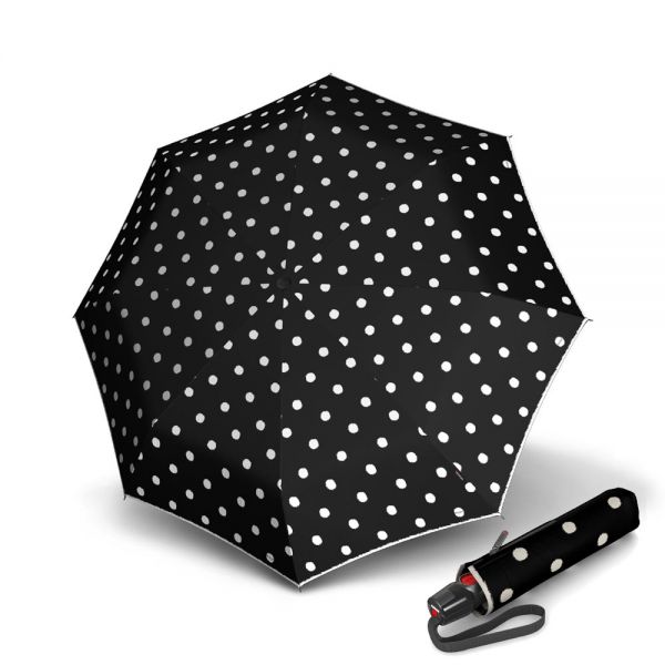 Ομπρέλα σπαστή γυναικεία αυτόματο άνοιγμα - κλείσιμο μαύρη πουά Knirps T.200 Duomatic Dot Art Black
