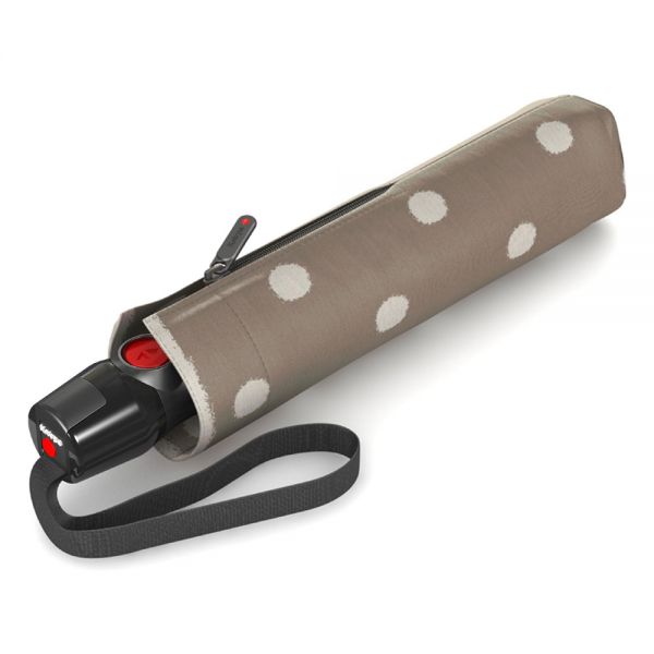 Ομπρέλα σπαστή γυναικεία αυτόματο άνοιγμα - κλείσιμο γκρι πουά Knirps T.200 Duomatic Dot Art Taupe