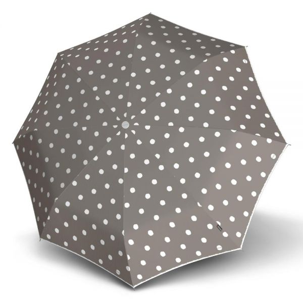 Automatic Open - Close Folding Umbrella Knirps T.200 Duomatic Dot Art Taupe