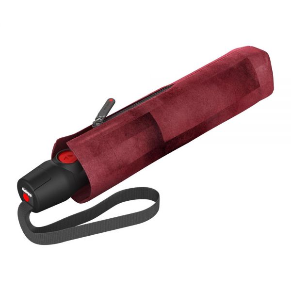 Automatic Open - Close Folding Umbrella Knirps T.200 Ecorepel Duomatic Medium Clear Fire