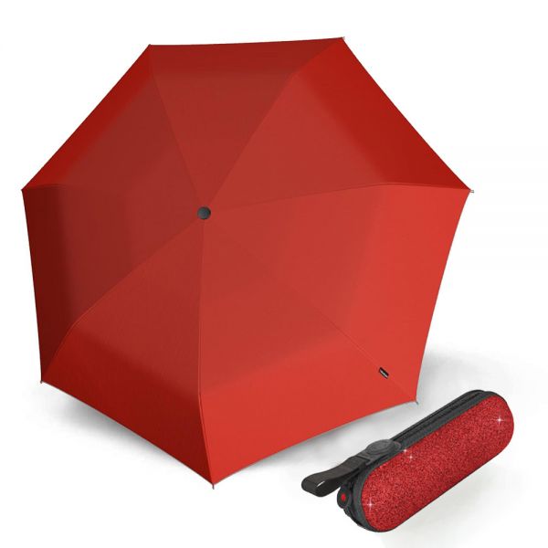 Ομπρέλα super mini σπαστή χειροκίνητη κόκκινη Knirps X1 2 Glam Ecorepel Red