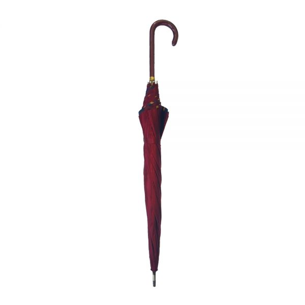 Women's Long Manual Satin Umbrella Burgundy / Floral