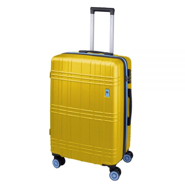 Βαλίτσα σκληρή μεσαία επεκτάσιμη κίτρινη με 4 ρόδες Dielle 65 cm