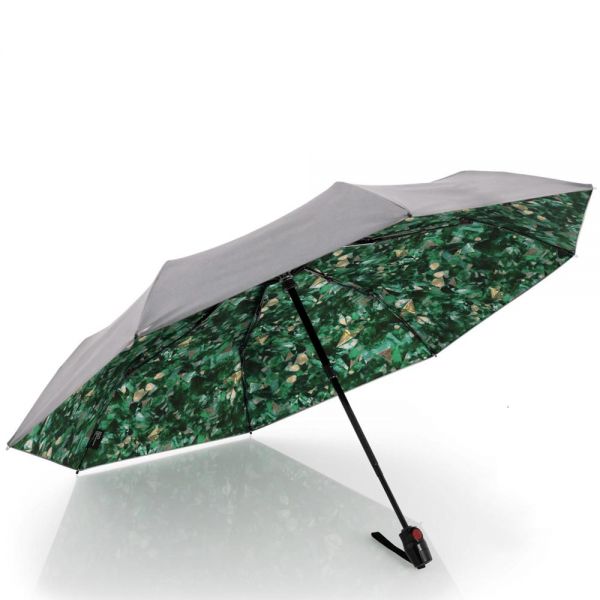 Ομπρέλα σπαστή αντηλιακή με αυτόματο άνοιγμα - κλείσιμο ασημί - πράσινο Knirps T.200 Folding Umbrella Duomatic UV Protection Feel Jade