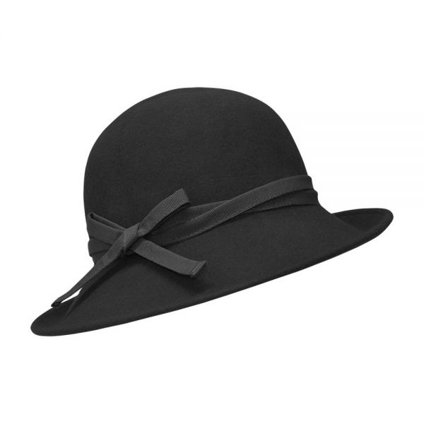 Winter Woollen Ladies Hat With Bow Black