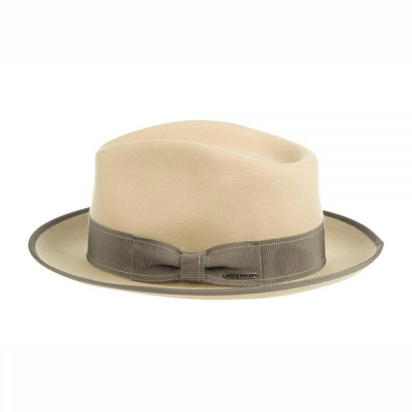 Winter Wool Flelt Fedora Hat Stetson Takota Beige