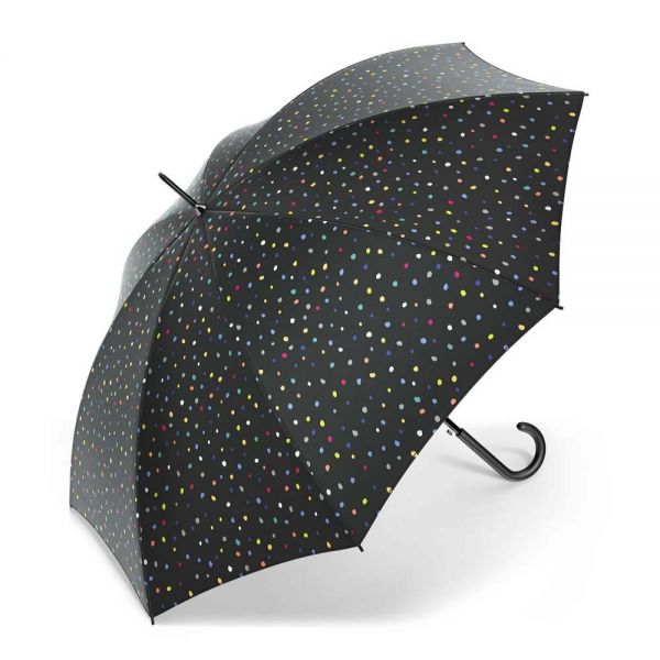 Ομπρέλα μεγάλη αυτόματη μαύρη με πουά United Colors of Benetton Long Stick Umbrella Dots Black