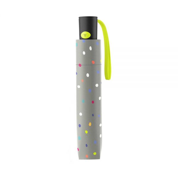 Automatic folding umbrella, grey with colorful dots by United Color Of Benetton.