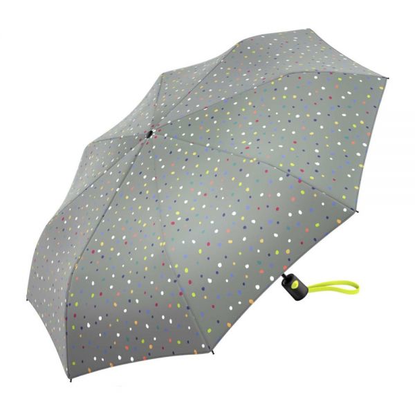 Automatic folding umbrella, grey with colorful dots by United Color Of Benetton.