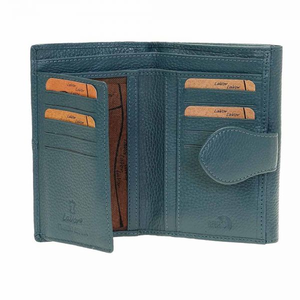 Women's Vertical Leatrher Wallet LaVor Light Blue