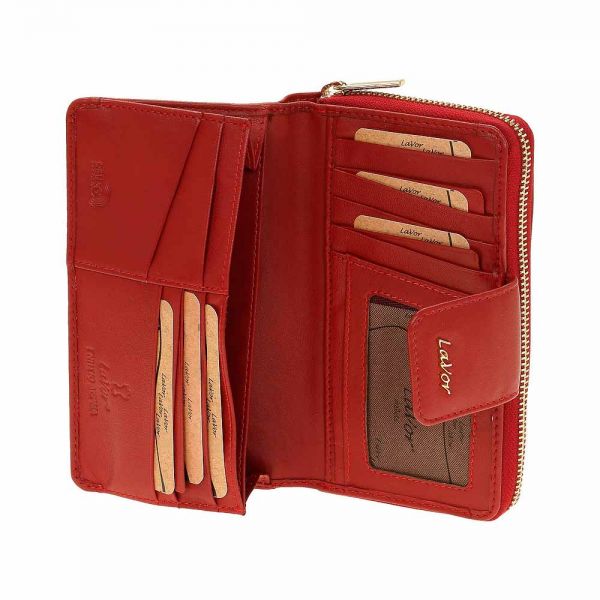 Women's  Horizontal Leather Wallet LaVor Red 6020